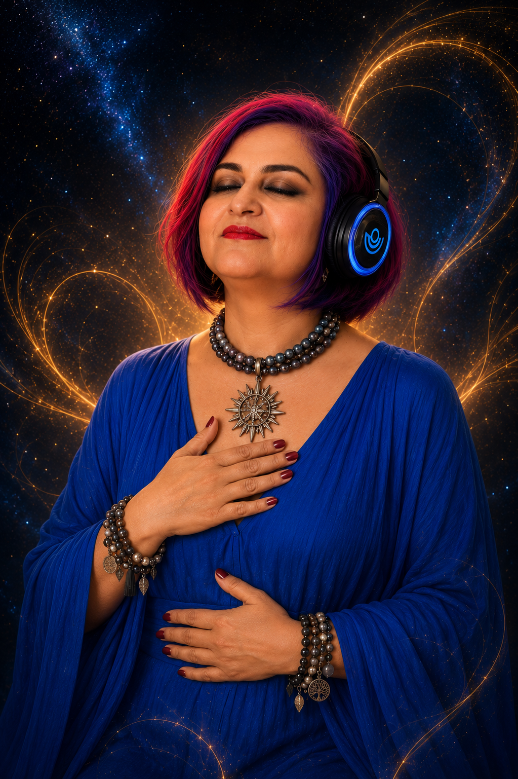 9D Breathwork session — eye mask and headphones